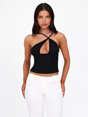 Tiger mist ‘Acadia’ halter neck top in black